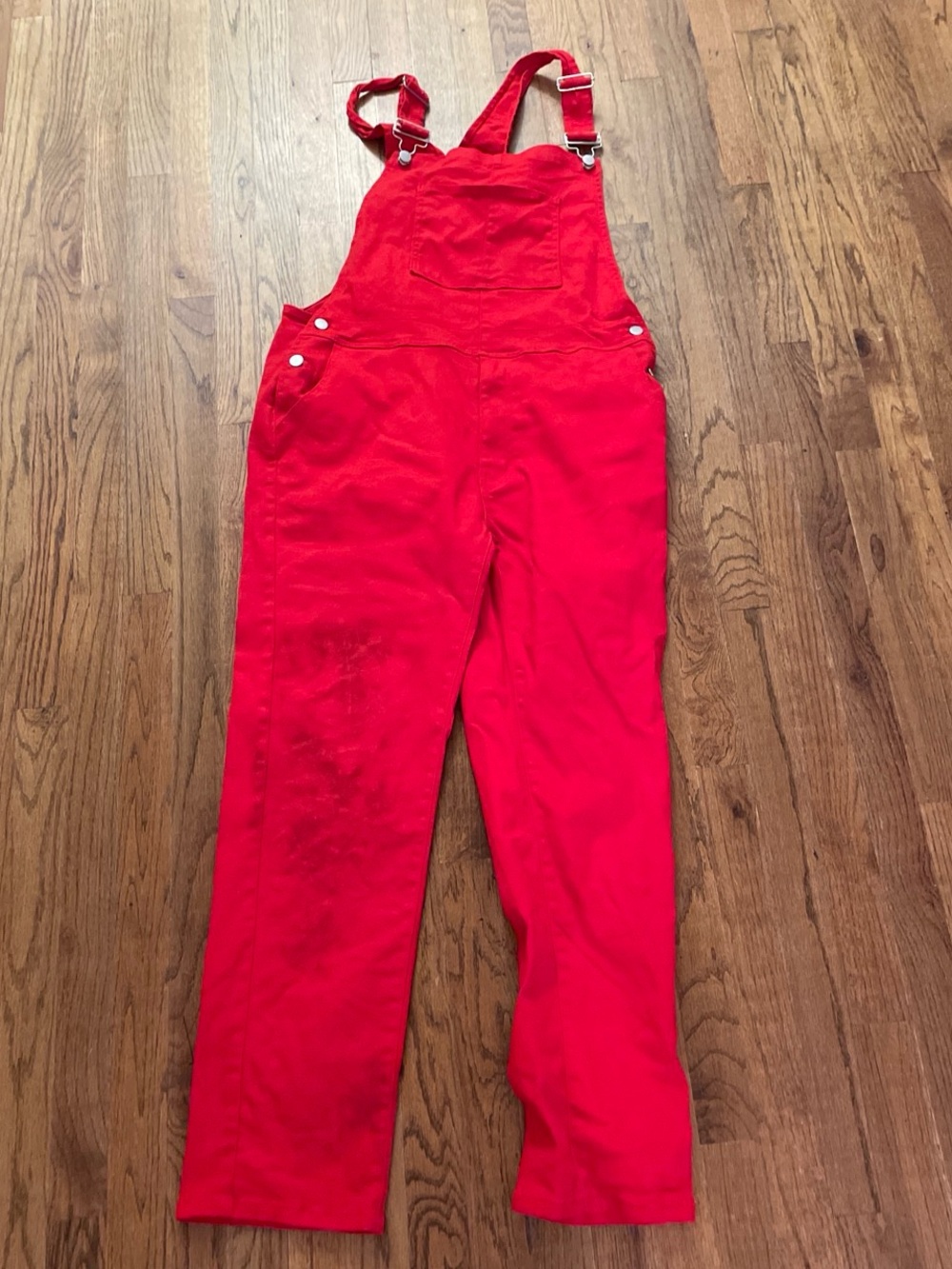Red Cotton Overalls - Classic Bib Jumpsuit